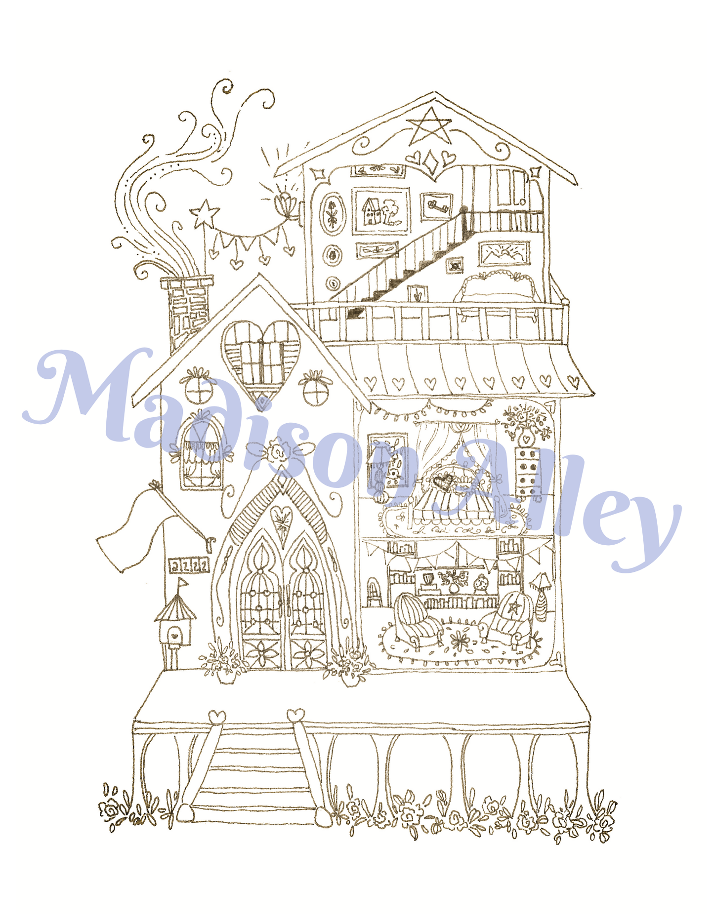 Storybook Coloring Page Prints- Set of 4 - 8x10