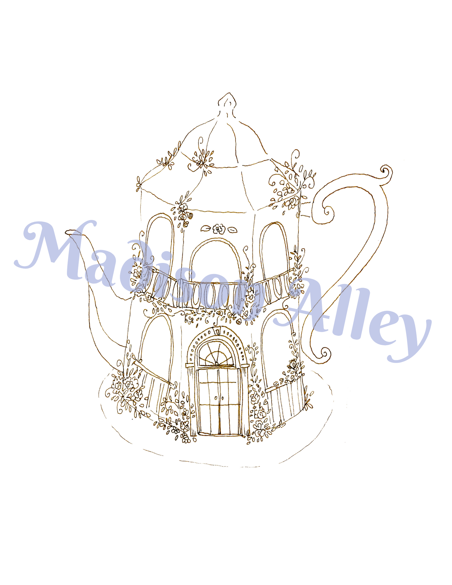 Storybook Coloring Page Prints- Set of 4 - 8x10